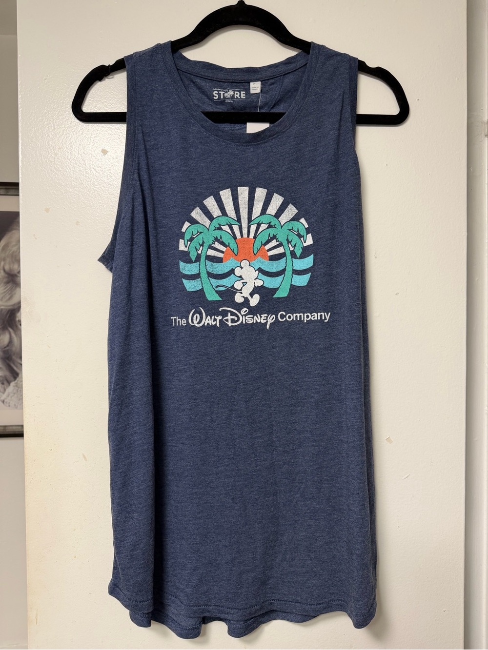 NWT Walt Disney Company Employee Exclusive Blue Tropical Mickey Mouse Tank Top